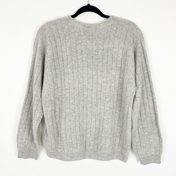 Cable Knit Sweater Lambswool Angora Gray Medium - Picture 2 of 8